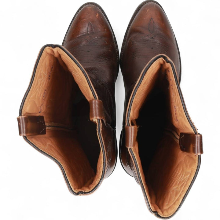 Vintage 1970s Red Wing 9801 Western Pecos Boots with all-over print and feather tag, Made in USA, Size 8 1/2 (Men's, equivalent to 10.4 inches) /svb001026 Men's 26.5cm genuine leather brown type Vintage Second Hand