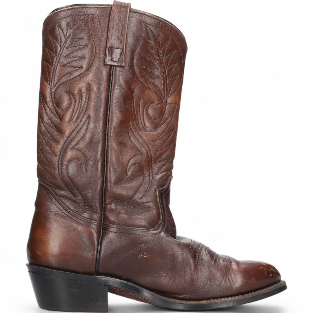 Vintage 1970s Red Wing 9801 Western Pecos Boots with all-over print and feather tag, Made in USA, Size 8 1/2 (Men's, equivalent to 10.4 inches) /svb001026 Men's 26.5cm genuine leather brown type Vintage Second Hand