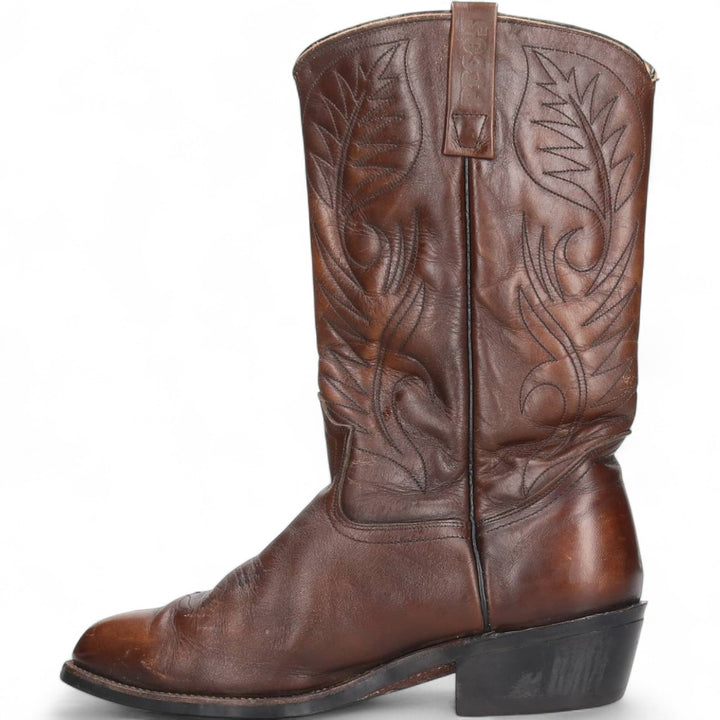 Vintage 1970s Red Wing 9801 Western Pecos Boots with all-over print and feather tag, Made in USA, Size 8 1/2 (Men's, equivalent to 10.4 inches) /svb001026 Men's 26.5cm genuine leather brown type Vintage Second Hand