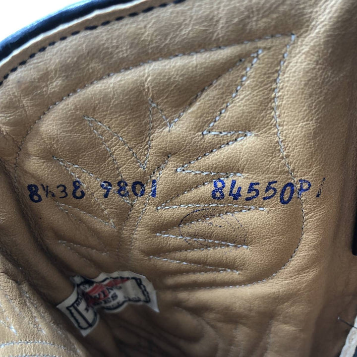 Vintage 1970s Red Wing 9801 Western Pecos Boots with all-over print and feather tag, Made in USA, Size 8 1/2 (Men's, equivalent to 10.4 inches) /svb001026 Men's 26.5cm genuine leather brown type Vintage Second Hand