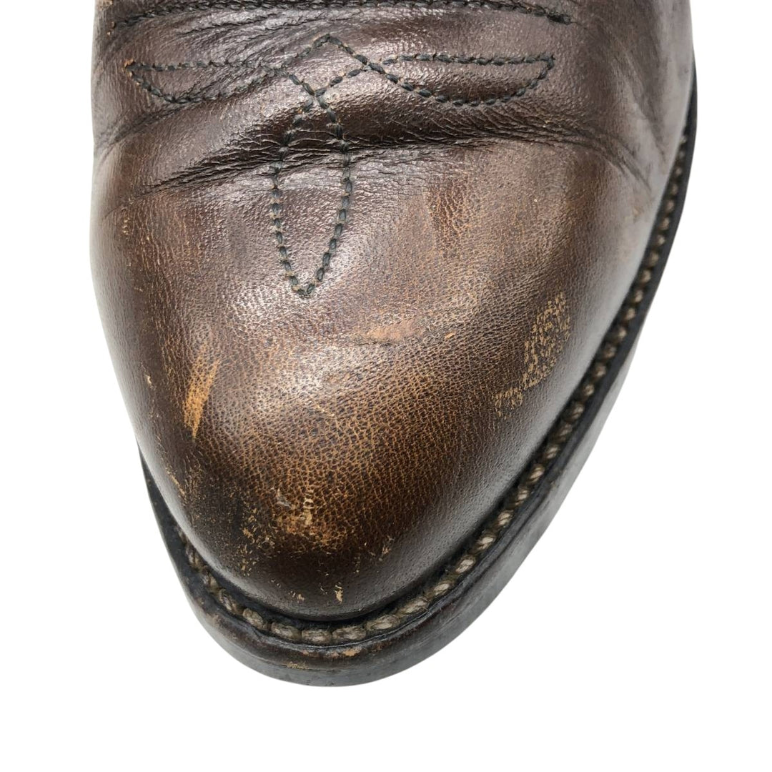 Vintage 1970s Red Wing 9801 Western Pecos Boots with all-over print and feather tag, Made in USA, Size 8 1/2 (Men's, equivalent to 10.4 inches) /svb001026 Men's 26.5cm genuine leather brown type Vintage Second Hand