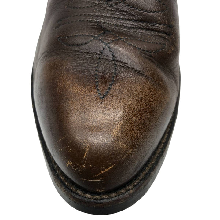 Vintage 1970s Red Wing 9801 Western Pecos Boots with all-over print and feather tag, Made in USA, Size 8 1/2 (Men's, equivalent to 10.4 inches) /svb001026 Men's 26.5cm genuine leather brown type Vintage Second Hand