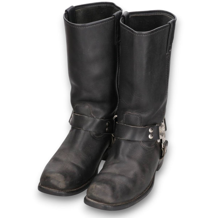 Harley-Davidson Platform Square Toe Ring Boots, Size 9 1/2M Men's 27.5cm unclear black type Vintage Second Hand