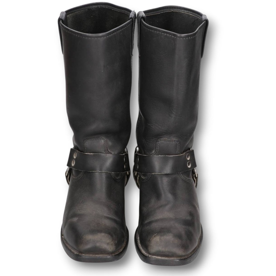 Harley-Davidson Platform Square Toe Ring Boots, Size 9 1/2M Men's 27.5cm unclear black type Vintage Second Hand