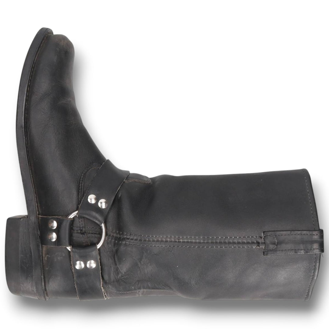 Harley-Davidson Platform Square Toe Ring Boots, Size 9 1/2M Men's 27.5cm unclear black type Vintage Second Hand