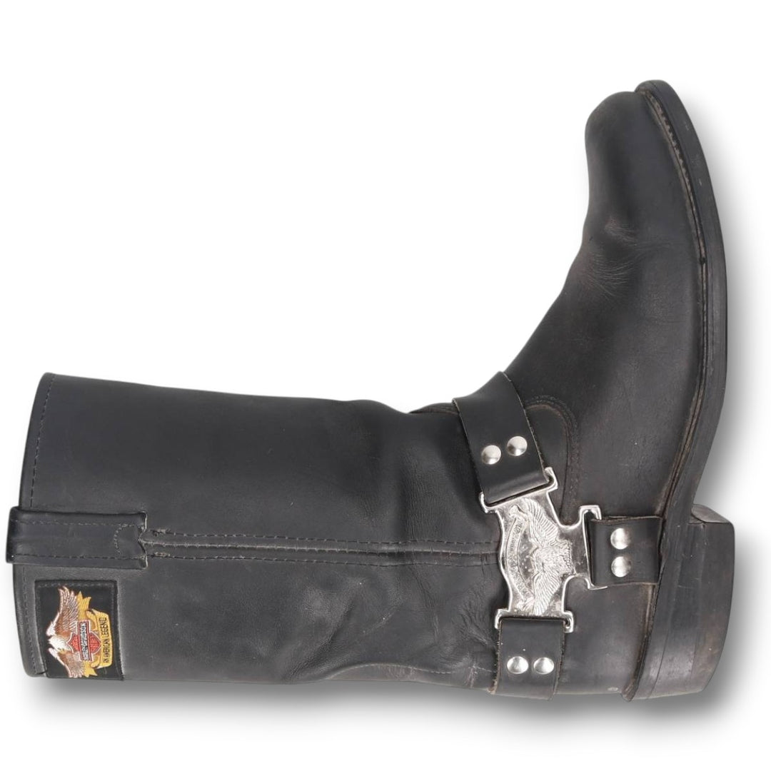Harley-Davidson Platform Square Toe Ring Boots, Size 9 1/2M Men's 27.5cm unclear black type Vintage Second Hand