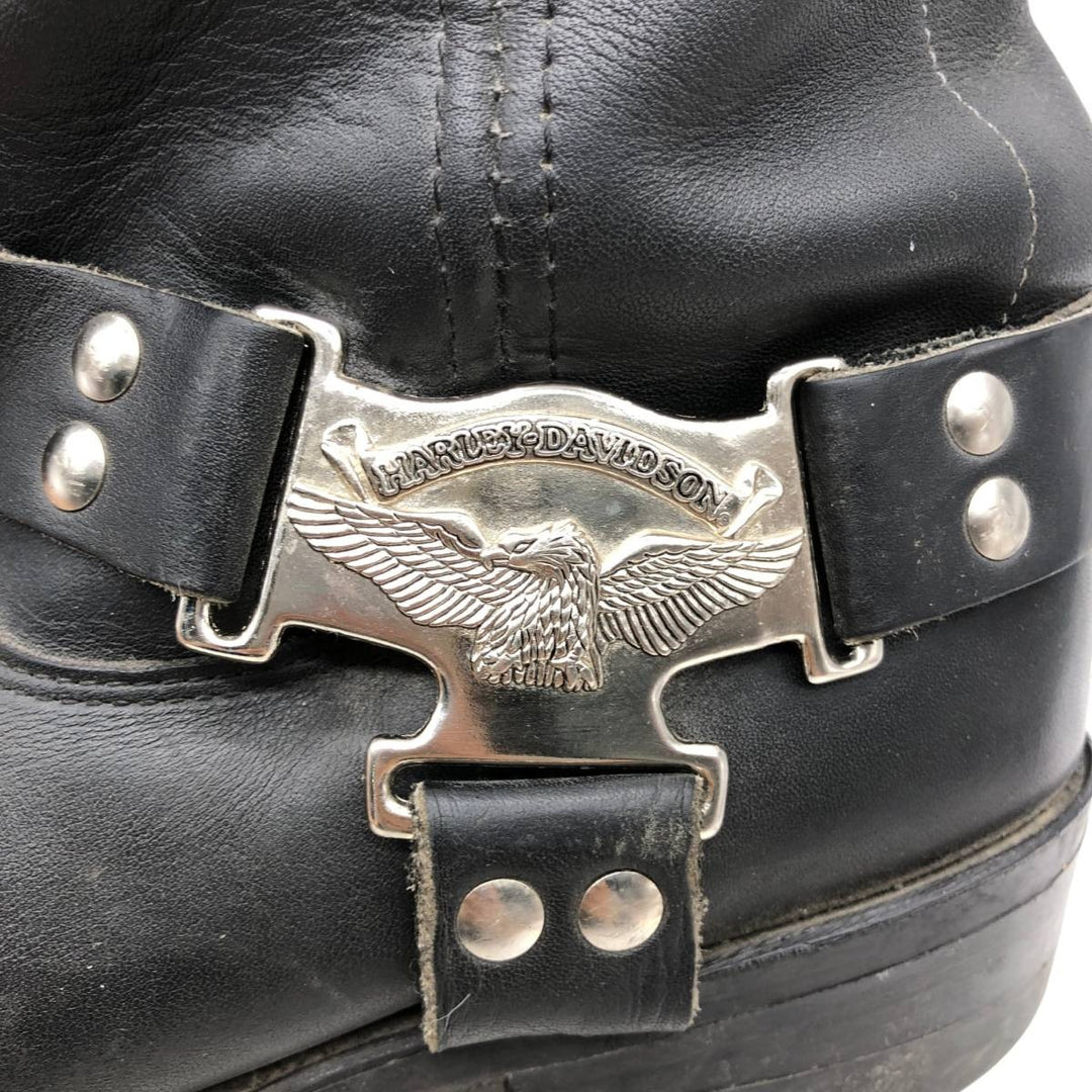 Harley-Davidson Platform Square Toe Ring Boots, Size 9 1/2M Men's 27.5cm unclear black type Vintage Second Hand