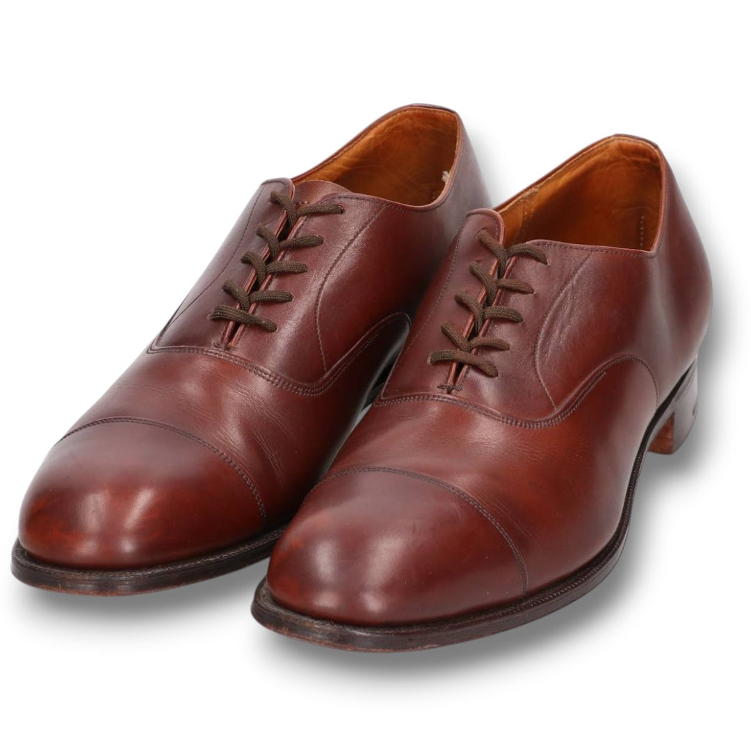 1980s Church's Custom Grade (Old Church's) 3-City Straight-Tip Shoes, Made in England, Size 95B Men's 28.0cm genuine leather brown type Vintage Second Hand