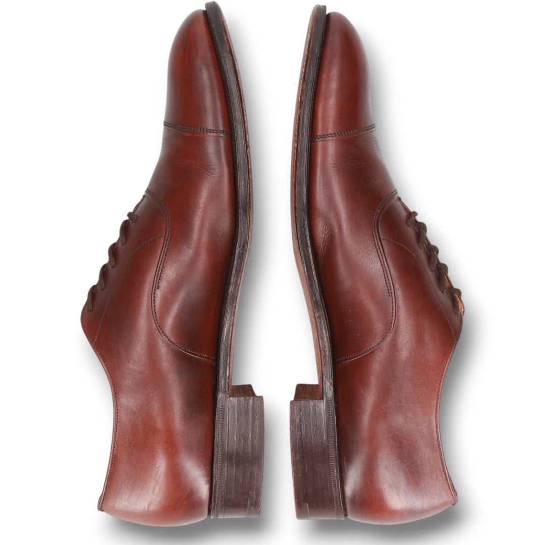 1980s Church's Custom Grade (Old Church's) 3-City Straight-Tip Shoes, Made in England, Size 95B Men's 28.0cm genuine leather brown type Vintage Second Hand
