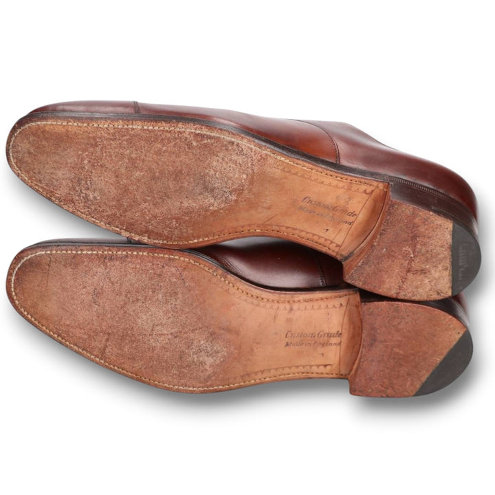 1980s Church's Custom Grade (Old Church's) 3-City Straight-Tip Shoes, Made in England, Size 95B Men's 28.0cm genuine leather brown type Vintage Second Hand