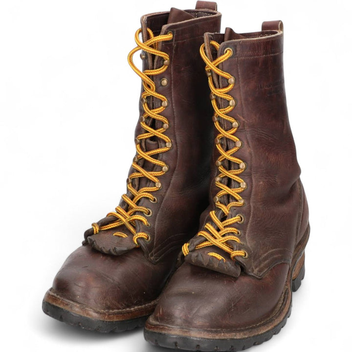 HATHORNBOOT Quilted Tan Logger Boots, Size 10C Men's 28.0cm genuine leather brown type Vintage Second Hand