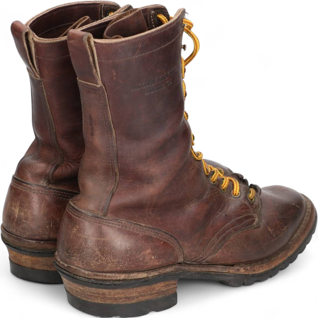 HATHORNBOOT Quilted Tan Logger Boots, Size 10C Men's 28.0cm genuine leather brown type Vintage Second Hand