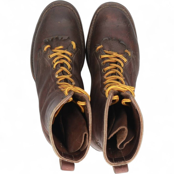 HATHORNBOOT Quilted Tan Logger Boots, Size 10C Men's 28.0cm genuine leather brown type Vintage Second Hand