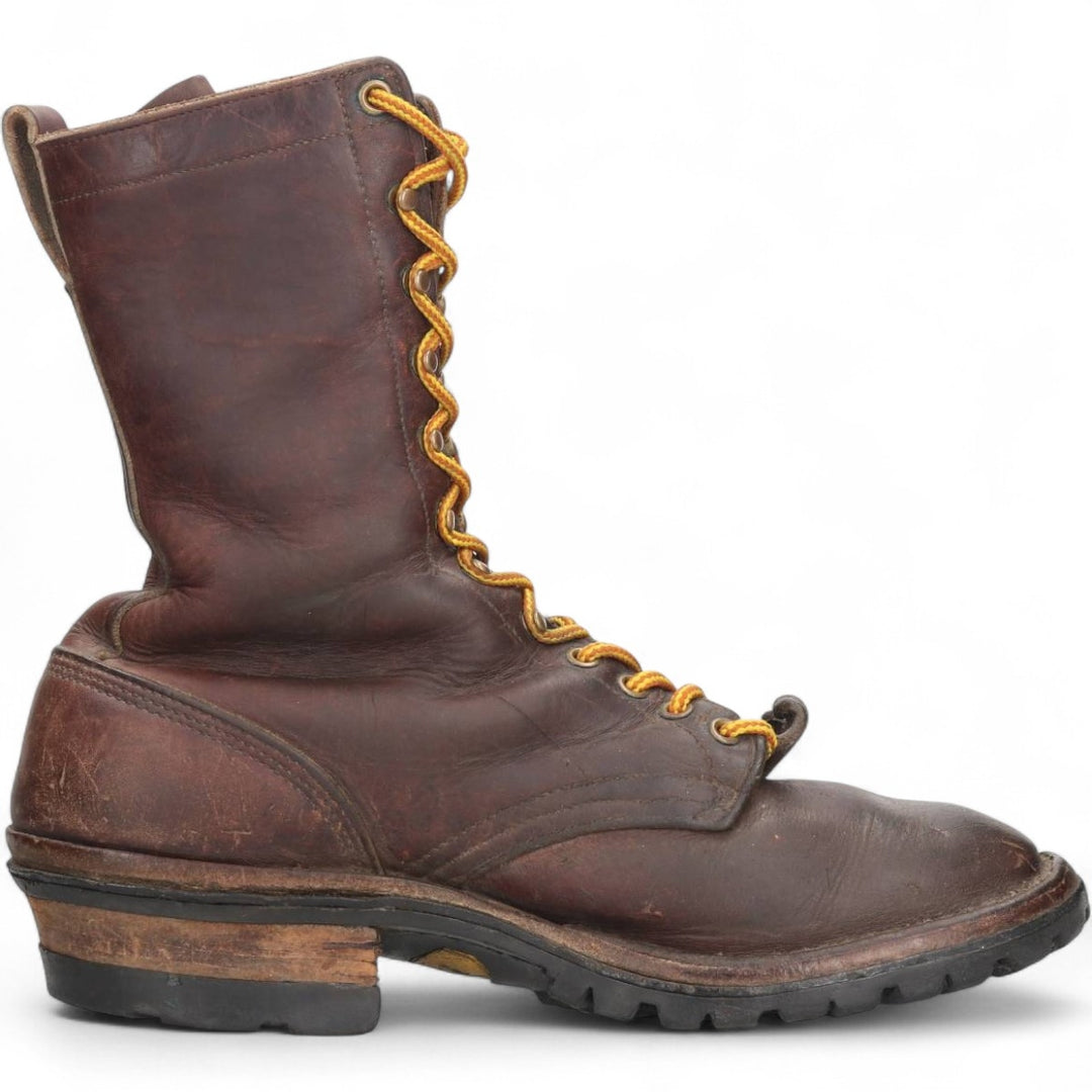 HATHORNBOOT Quilted Tan Logger Boots, Size 10C Men's 28.0cm genuine leather brown type Vintage Second Hand