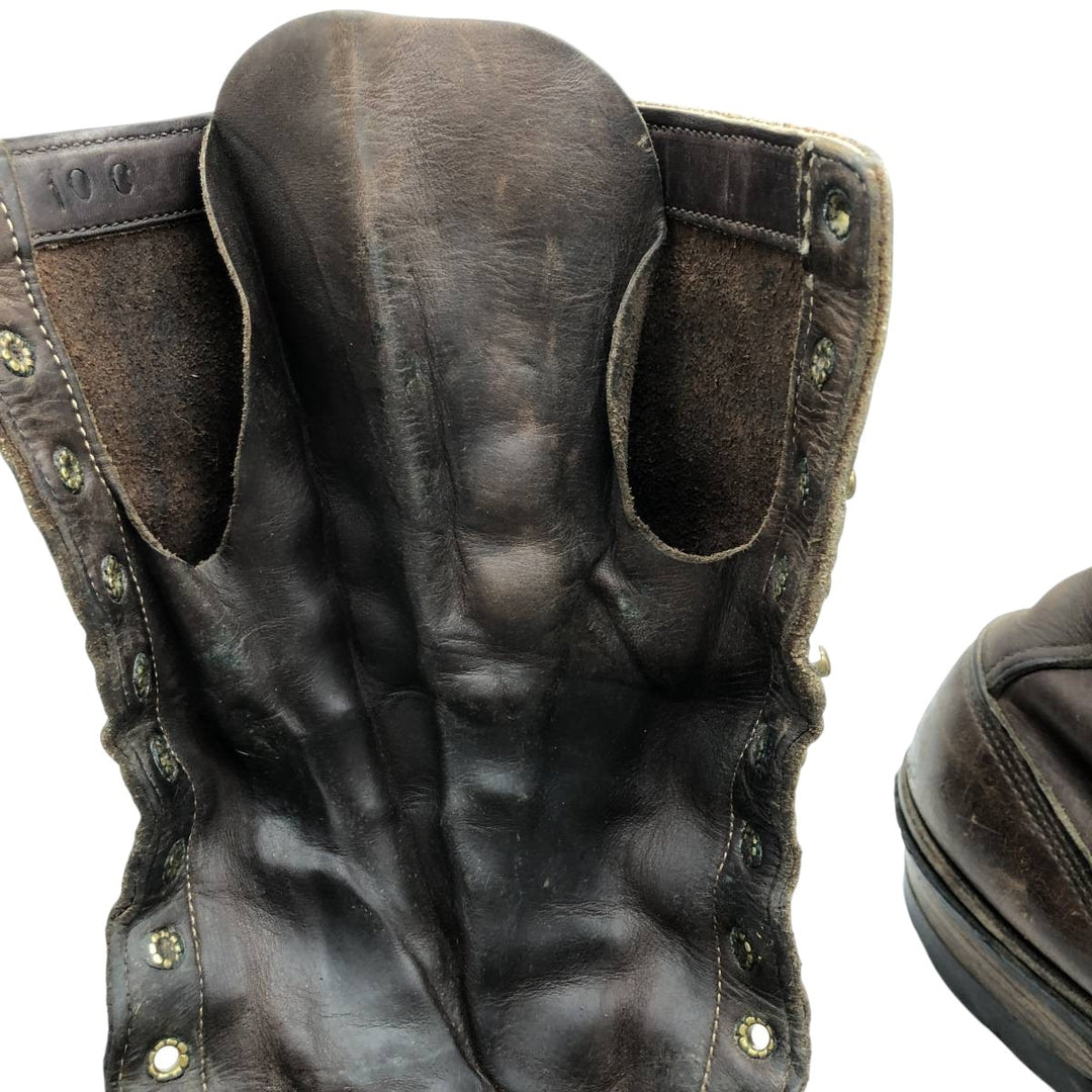 HATHORNBOOT Quilted Tan Logger Boots, Size 10C Men's 28.0cm genuine leather brown type Vintage Second Hand