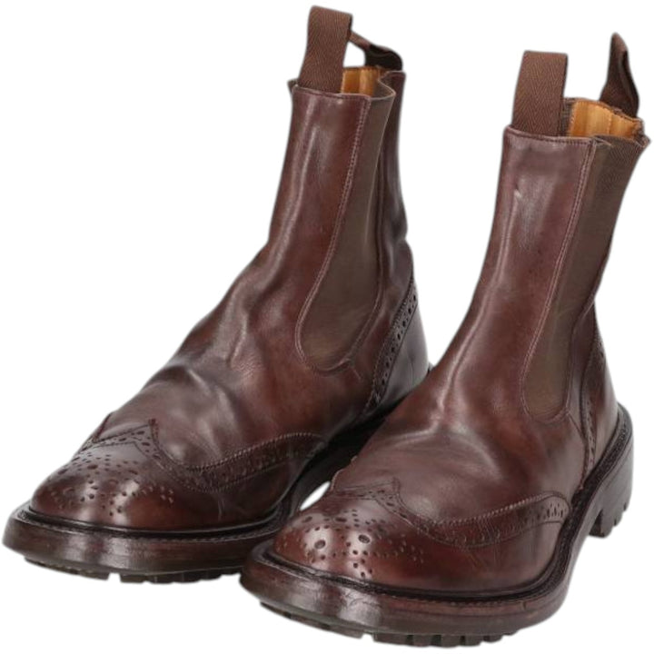 Tricker's Side Gore Boots Made in England Men's 27.0cm unclear red type reddish brown Vintage Second Hand