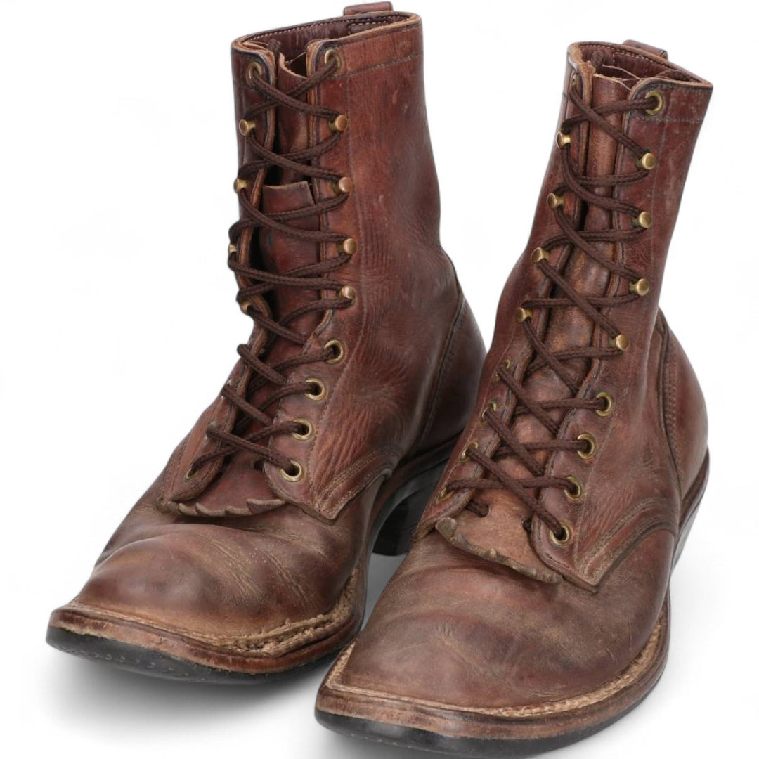 White's Quilted Tan Logger Boots, Size 8 1/2E Men's 26.5cm genuine leather brown type Vintage Second Hand