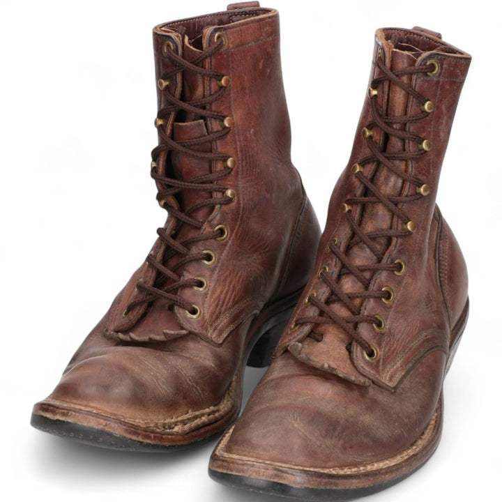 White's Quilted Tan Logger Boots, Size 8 1/2E Men's 26.5cm genuine leather brown type Vintage Second Hand