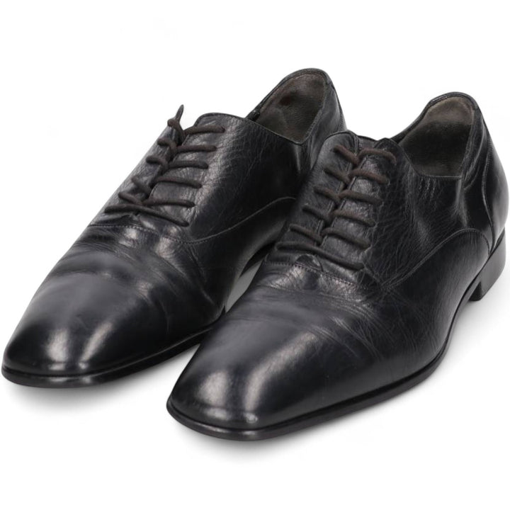 Gucci square toe plain toe shoes, made in Italy, size 8 1/2 Men's 27.0cm genuine leather black type Vintage Second Hand