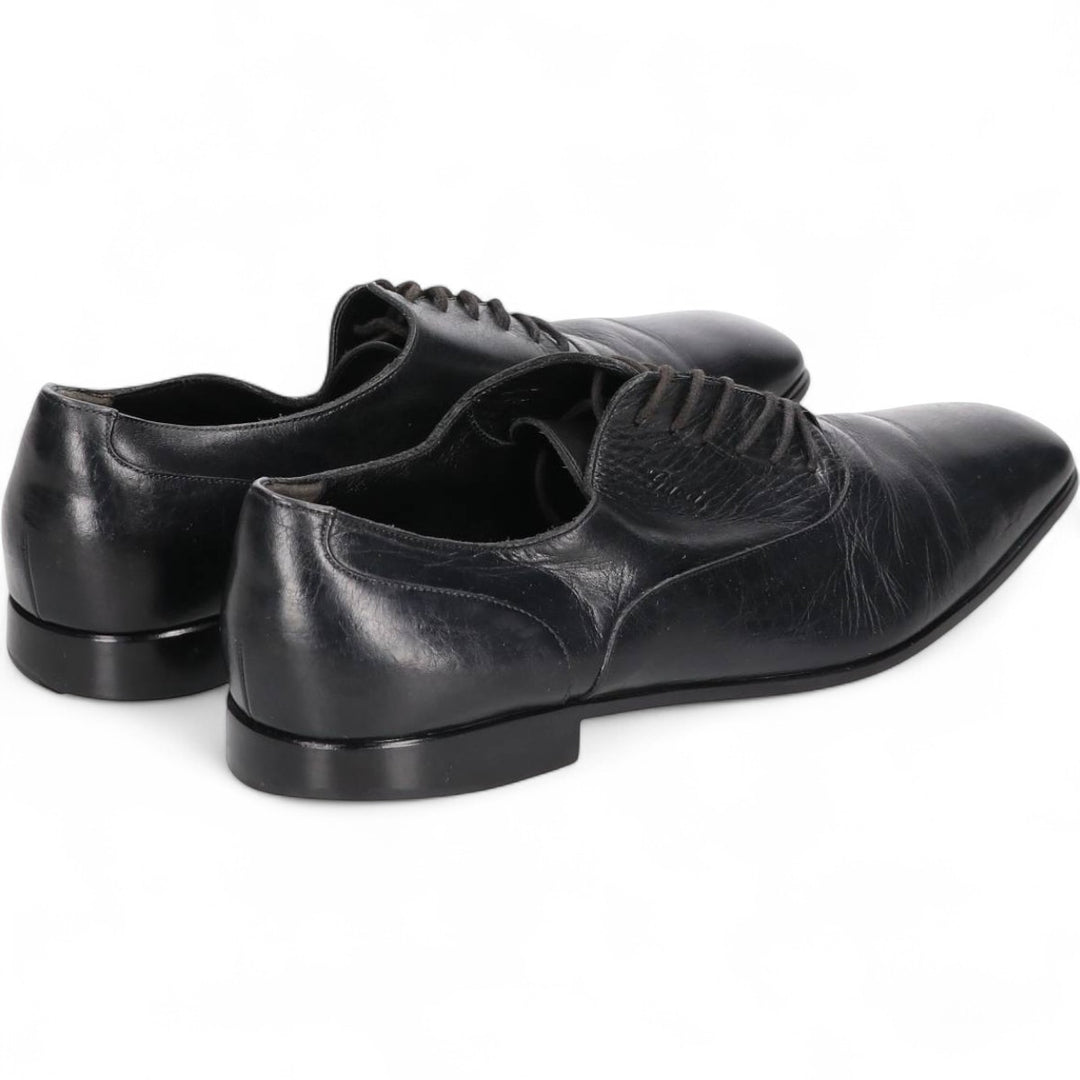 Gucci square toe plain toe shoes, made in Italy, size 8 1/2 Men's 27.0cm genuine leather black type Vintage Second Hand