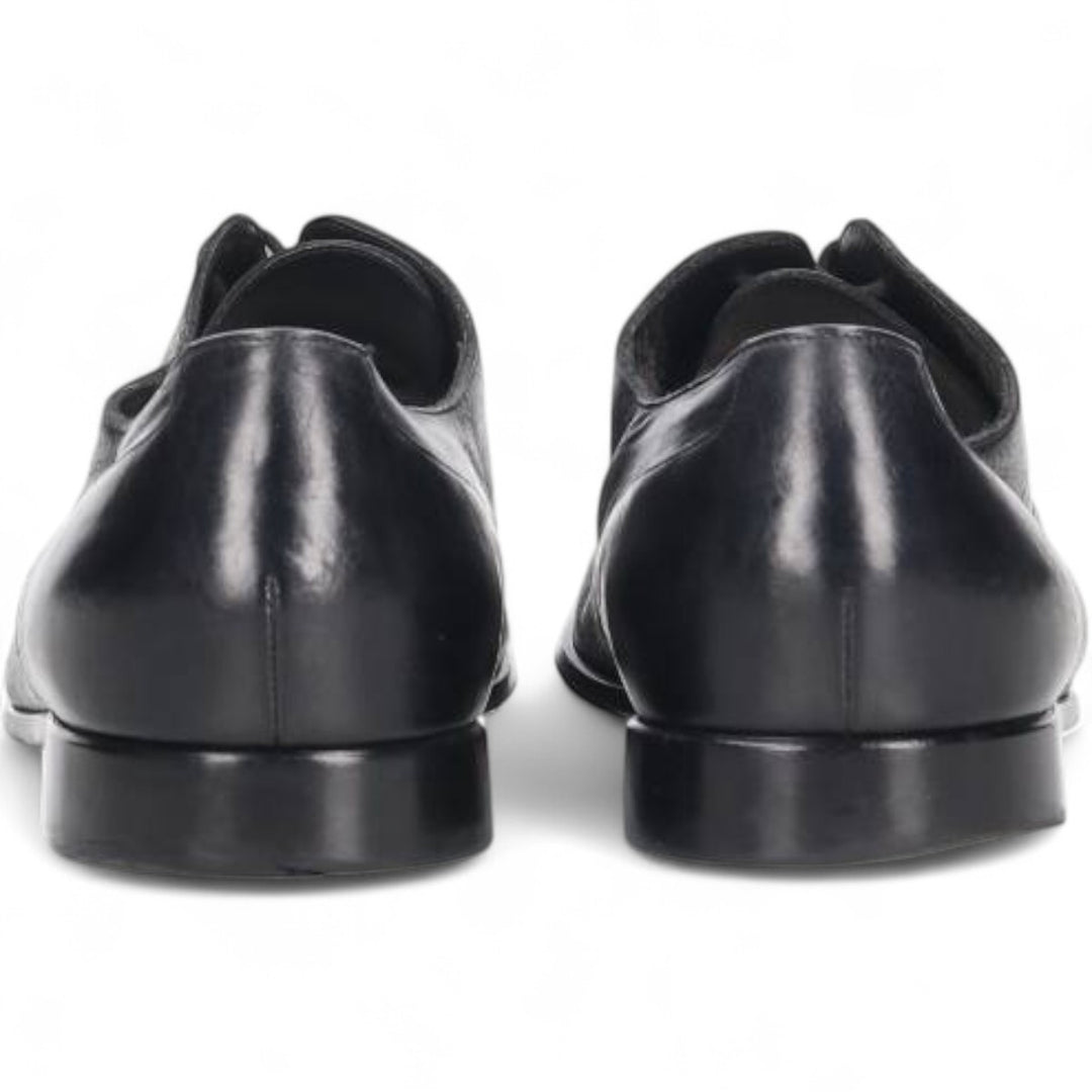 Gucci square toe plain toe shoes, made in Italy, size 8 1/2 Men's 27.0cm genuine leather black type Vintage Second Hand