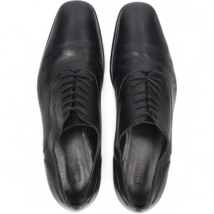 Gucci square toe plain toe shoes, made in Italy, size 8 1/2 Men's 27.0cm genuine leather black type Vintage Second Hand