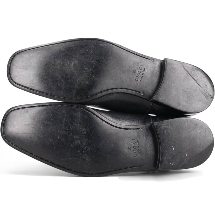 Gucci square toe plain toe shoes, made in Italy, size 8 1/2 Men's 27.0cm genuine leather black type Vintage Second Hand