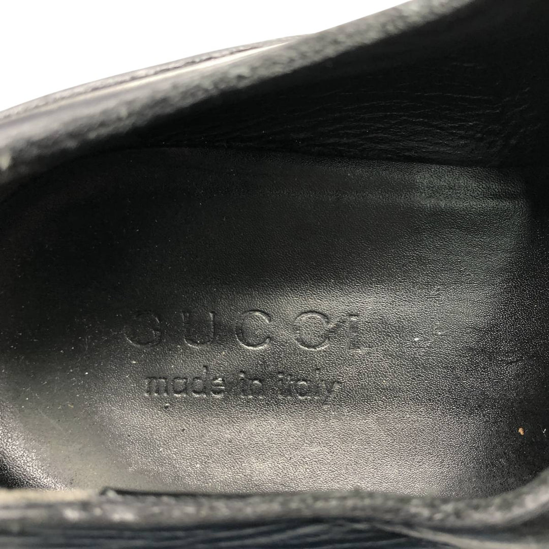 Gucci square toe plain toe shoes, made in Italy, size 8 1/2 Men's 27.0cm genuine leather black type Vintage Second Hand