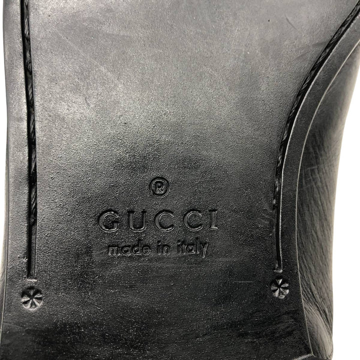 Gucci square toe plain toe shoes, made in Italy, size 8 1/2 Men's 27.0cm genuine leather black type Vintage Second Hand
