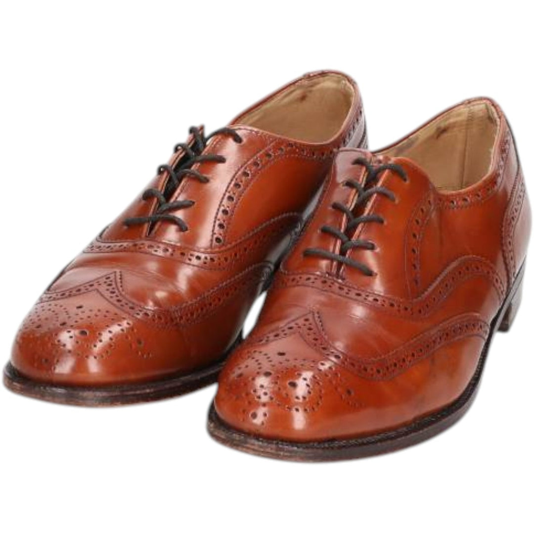 Crockett & Jones Men's Full Brogue Wingtip Shoes, Size 10.2" (svb001116) Men's 26.0cm genuine leather brown type Vintage Second Hand