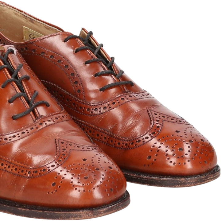 Crockett & Jones Men's Full Brogue Wingtip Shoes, Size 10.2" (svb001116) Men's 26.0cm genuine leather brown type Vintage Second Hand