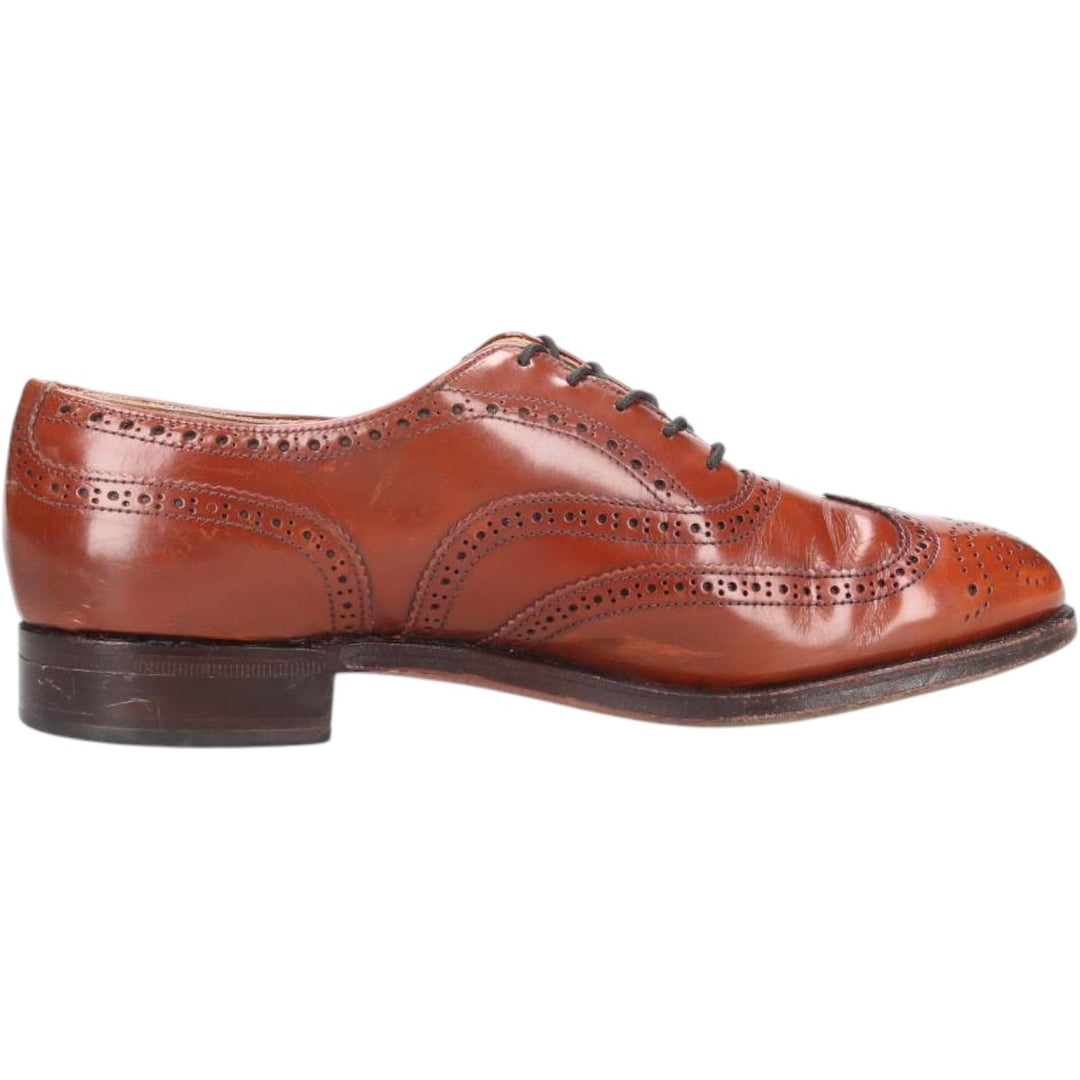 Crockett & Jones Men's Full Brogue Wingtip Shoes, Size 10.2" (svb001116) Men's 26.0cm genuine leather brown type Vintage Second Hand