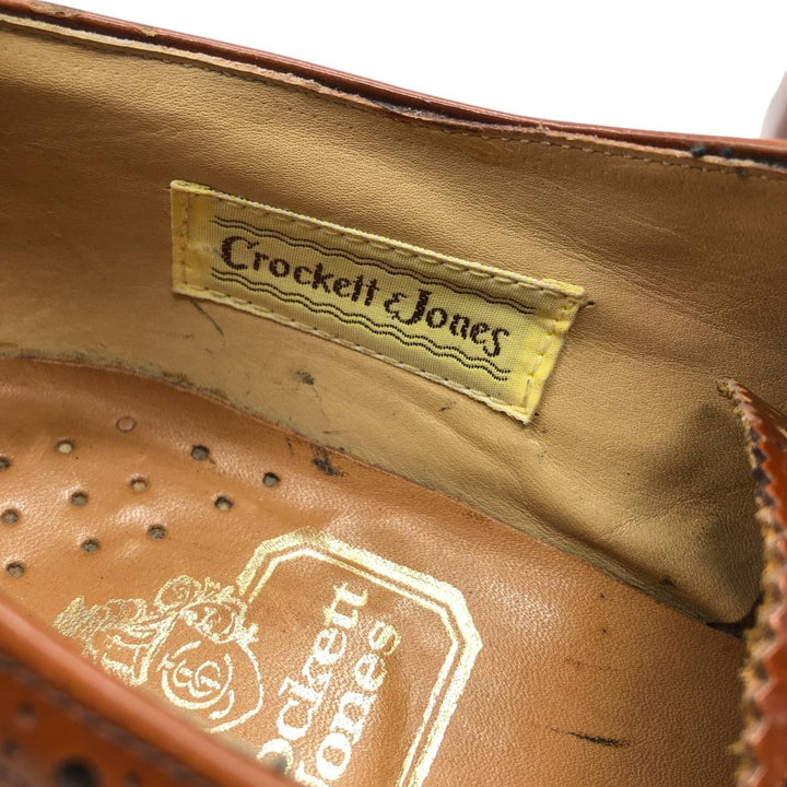 Crockett & Jones Men's Full Brogue Wingtip Shoes, Size 10.2" (svb001116) Men's 26.0cm genuine leather brown type Vintage Second Hand