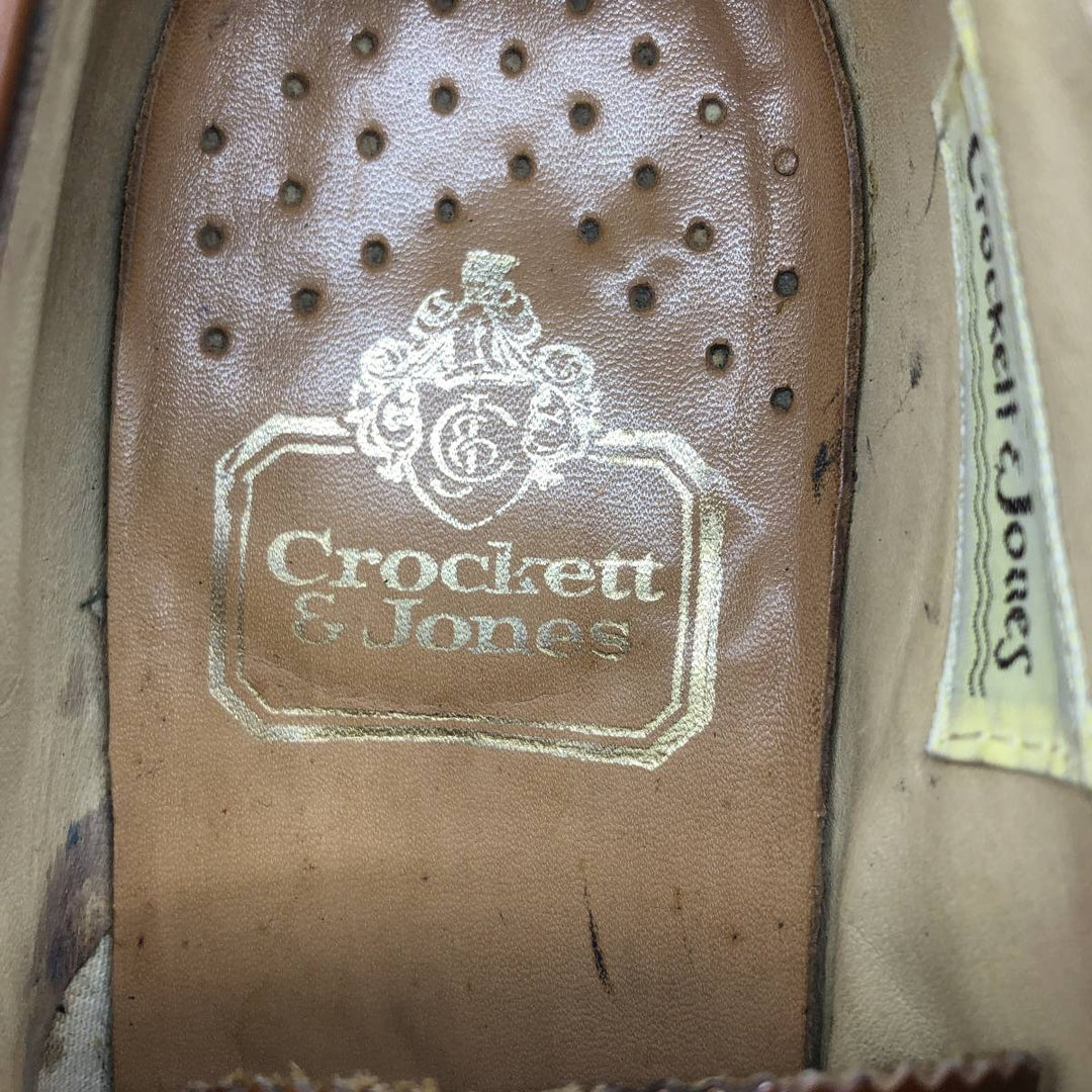 Crockett & Jones Men's Full Brogue Wingtip Shoes, Size 10.2" (svb001116) Men's 26.0cm genuine leather brown type Vintage Second Hand