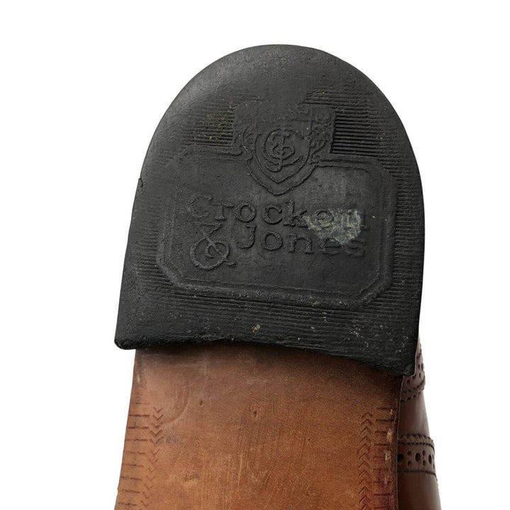 Crockett & Jones Men's Full Brogue Wingtip Shoes, Size 10.2" (svb001116) Men's 26.0cm genuine leather brown type Vintage Second Hand