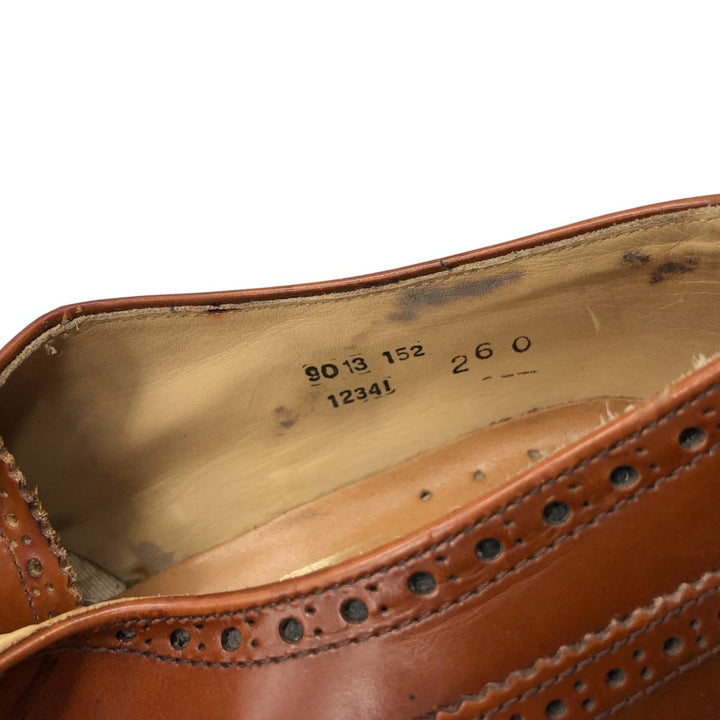 Crockett & Jones Men's Full Brogue Wingtip Shoes, Size 10.2" (svb001116) Men's 26.0cm genuine leather brown type Vintage Second Hand