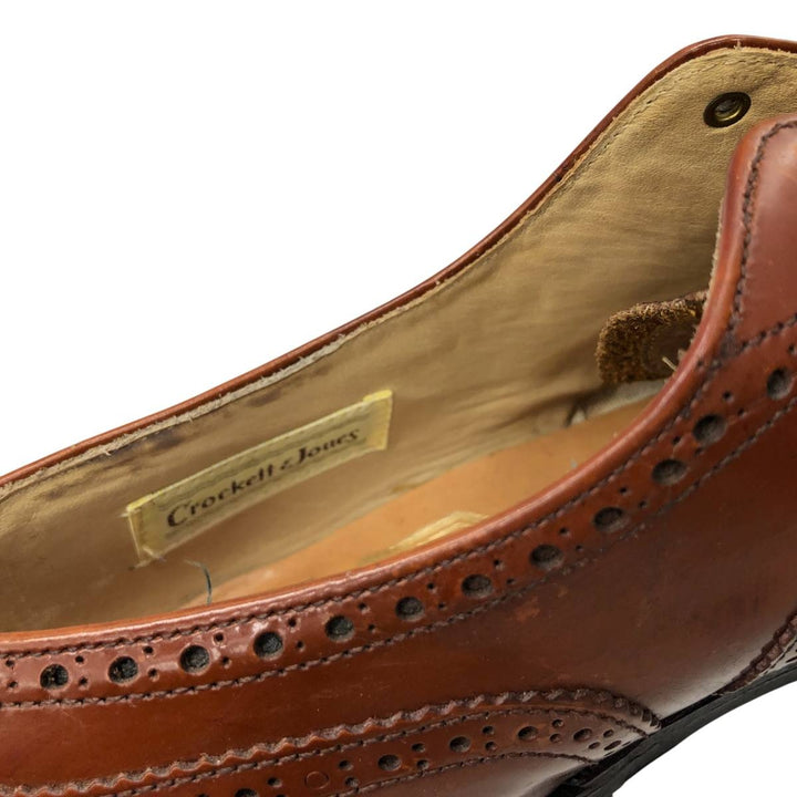 Crockett & Jones Men's Full Brogue Wingtip Shoes, Size 10.2" (svb001116) Men's 26.0cm genuine leather brown type Vintage Second Hand
