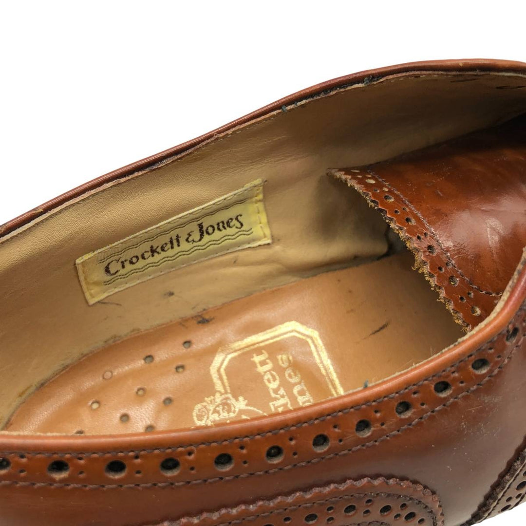 Crockett & Jones Men's Full Brogue Wingtip Shoes, Size 10.2" (svb001116) Men's 26.0cm genuine leather brown type Vintage Second Hand