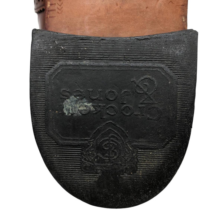 Crockett & Jones Men's Full Brogue Wingtip Shoes, Size 10.2" (svb001116) Men's 26.0cm genuine leather brown type Vintage Second Hand