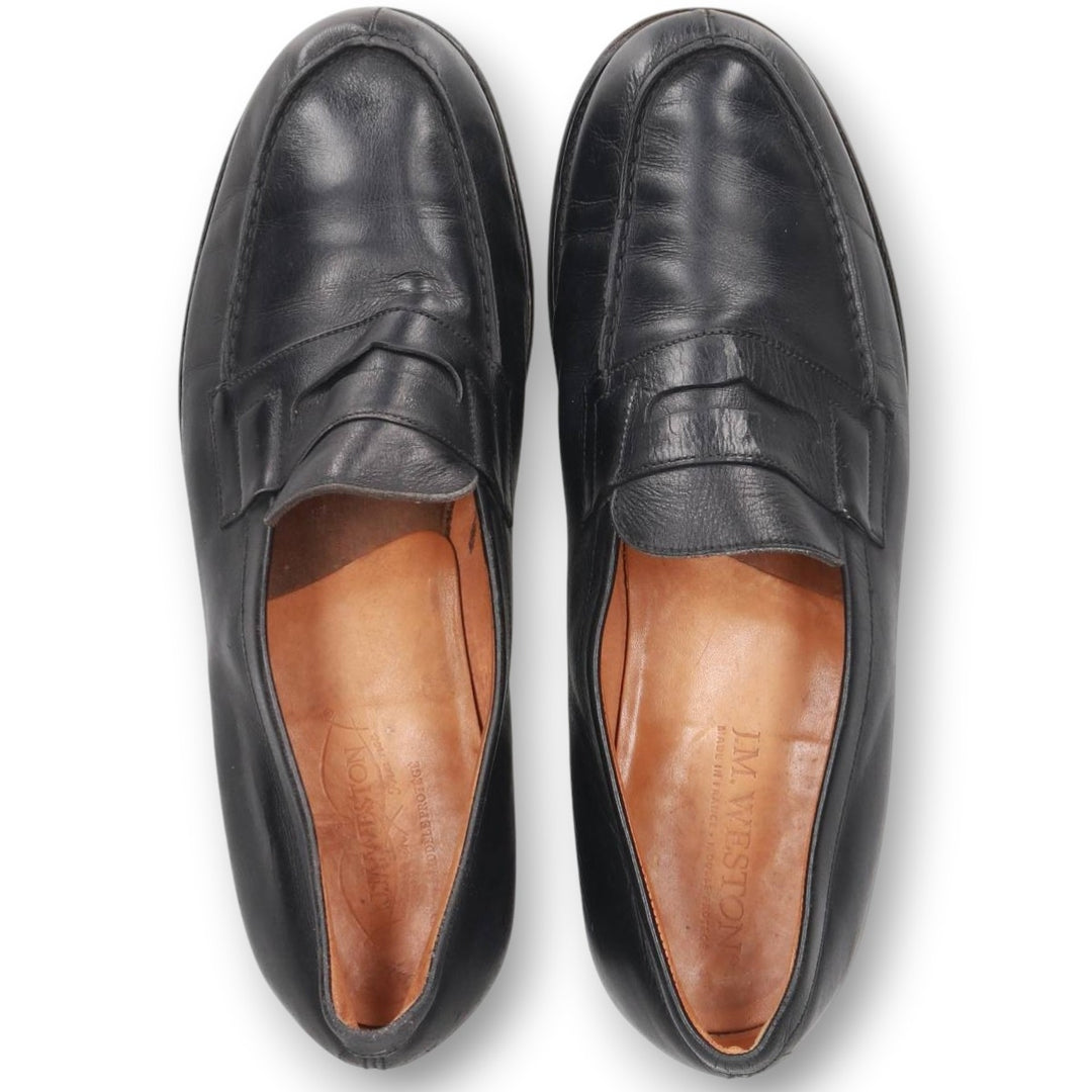 J.M. Weston 180 Coin Loafers, Made in France, Size 7 1/2 C Men's 26.0cm unclear black type Vintage Second Hand