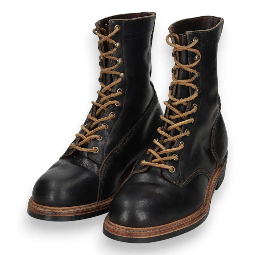 1970s KNAPP Nappa Leather Steel Toe Lace-Up Boots, Men's Size 11.4" (approx.), Vintage /svb001151 Men's 29.0cm unclear black type Vintage Second Hand