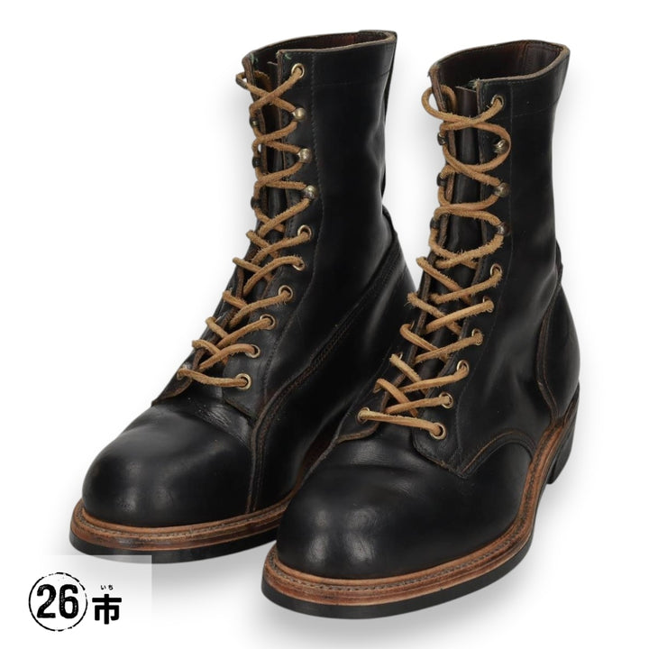 1970s KNAPP Nappa Leather Steel Toe Lace-Up Boots, Men's Size 11.4" (approx.), Vintage /svb001151 Men's 29.0cm unclear black type Vintage Second Hand