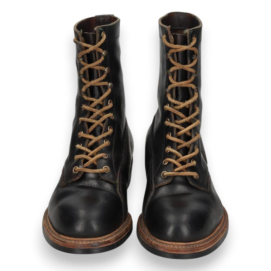 1970s KNAPP Nappa Leather Steel Toe Lace-Up Boots, Men's Size 11.4" (approx.), Vintage /svb001151 Men's 29.0cm unclear black type Vintage Second Hand