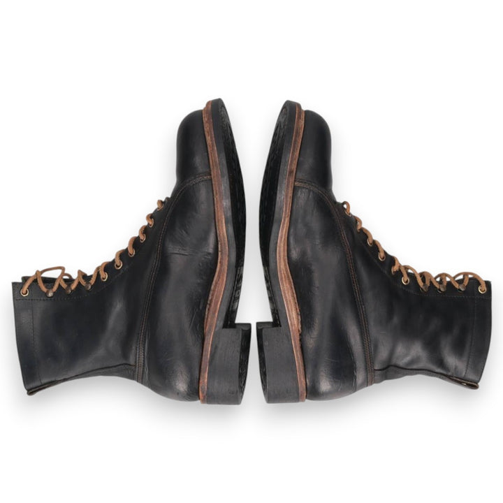 1970s KNAPP Nappa Leather Steel Toe Lace-Up Boots, Men's Size 11.4" (approx.), Vintage /svb001151 Men's 29.0cm unclear black type Vintage Second Hand