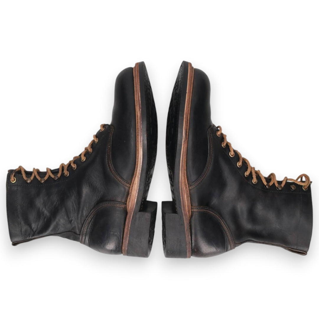 1970s KNAPP Nappa Leather Steel Toe Lace-Up Boots, Men's Size 11.4" (approx.), Vintage /svb001151 Men's 29.0cm unclear black type Vintage Second Hand
