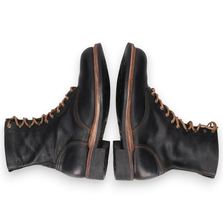1970s KNAPP Nappa Leather Steel Toe Lace-Up Boots, Men's Size 11.4" (approx.), Vintage /svb001151 Men's 29.0cm unclear black type Vintage Second Hand