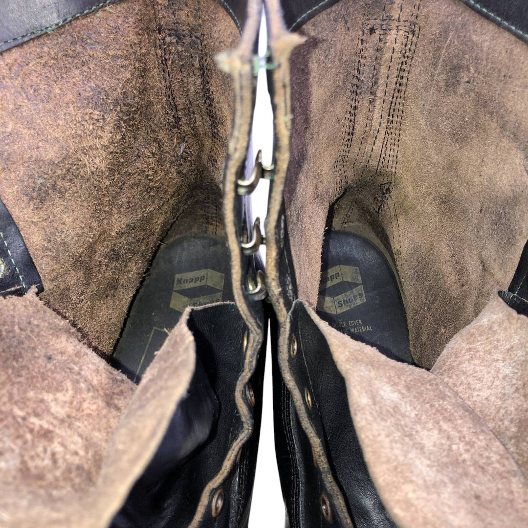 1970s KNAPP Nappa Leather Steel Toe Lace-Up Boots, Men's Size 11.4" (approx.), Vintage /svb001151 Men's 29.0cm unclear black type Vintage Second Hand
