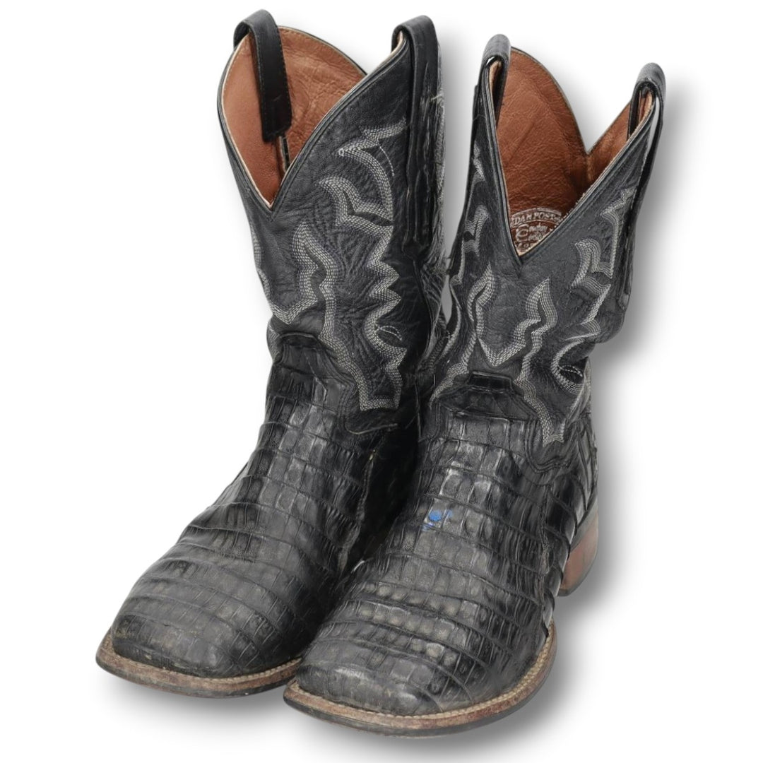 Danpost Platform Square Toe Western Boots, Size 9D Men's 27.0cm genuine leather black type Vintage Second Hand