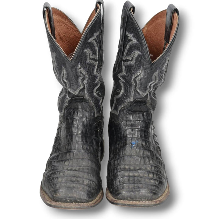 Danpost Platform Square Toe Western Boots, Size 9D Men's 27.0cm genuine leather black type Vintage Second Hand