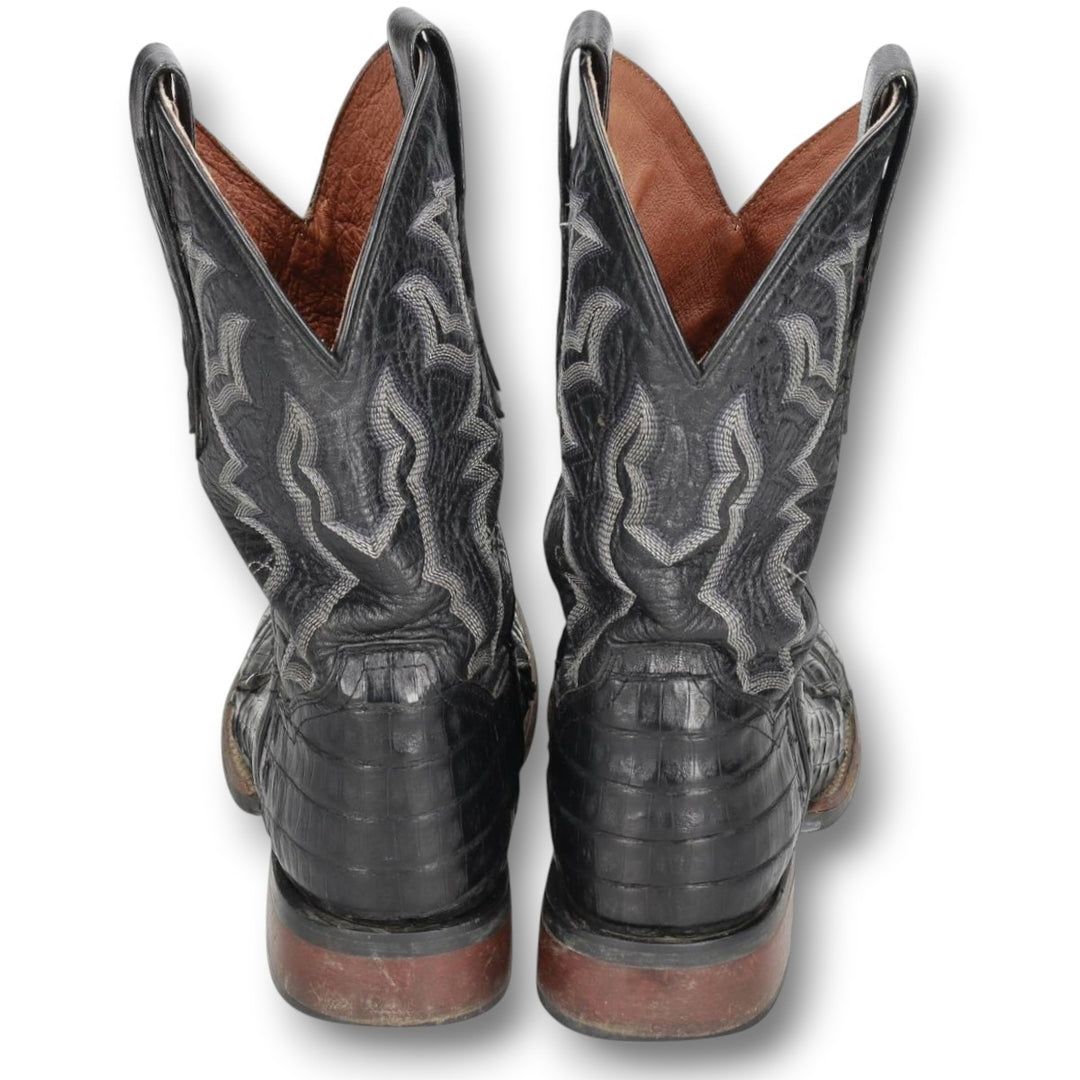Danpost Platform Square Toe Western Boots, Size 9D Men's 27.0cm genuine leather black type Vintage Second Hand